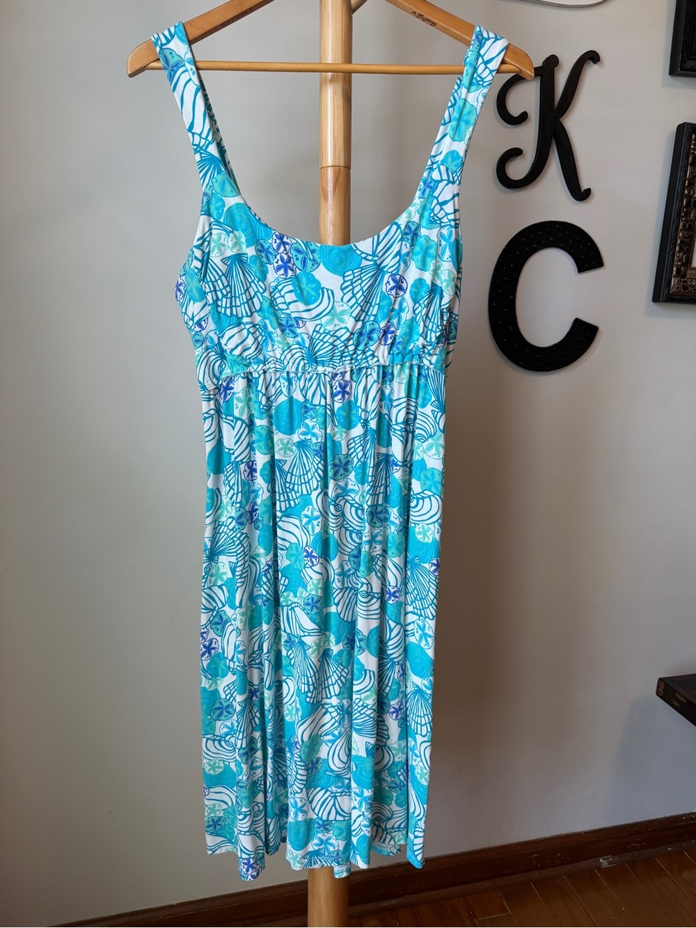 Fresh Produce Blue Sleeveless Dress Size XL Smocked Cotton Coastal Made in USA